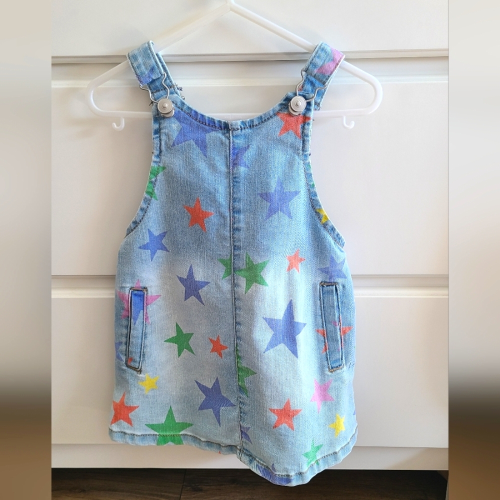 Colorful Star Print Kids Denim Dress